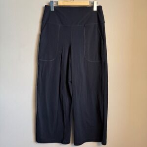 Tuff Veda Black Wide Leg Crop Yoga Pants High Rise Pockets Women's Medium